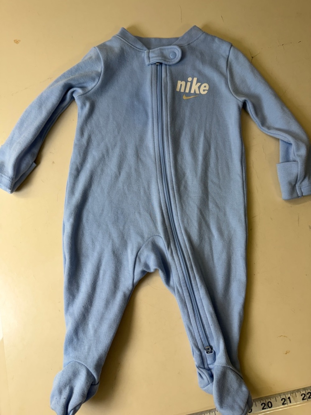 Nike Baby Blue Fleece Footed One-Piece